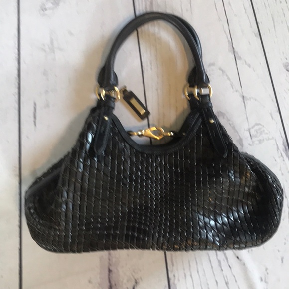 Cole Haan Black Croc-Embossed Bag - Picture 1 of 8